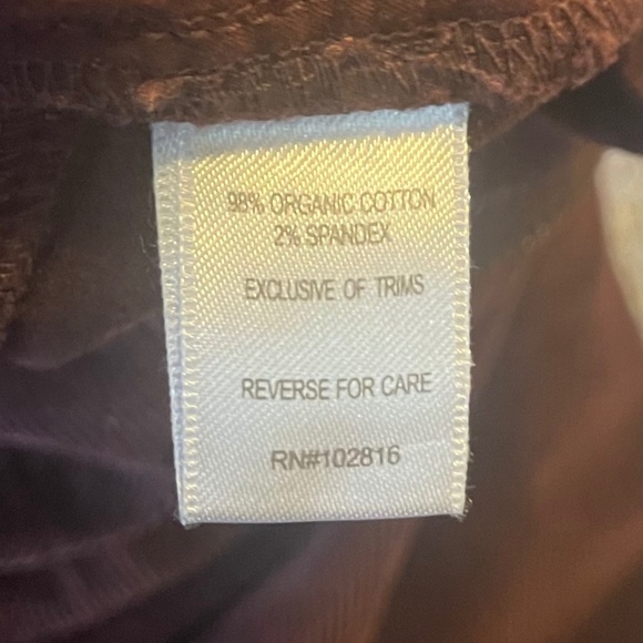 Garnet Hill Five-Pocket Cords in great fall wine color - Picture 4 of 4